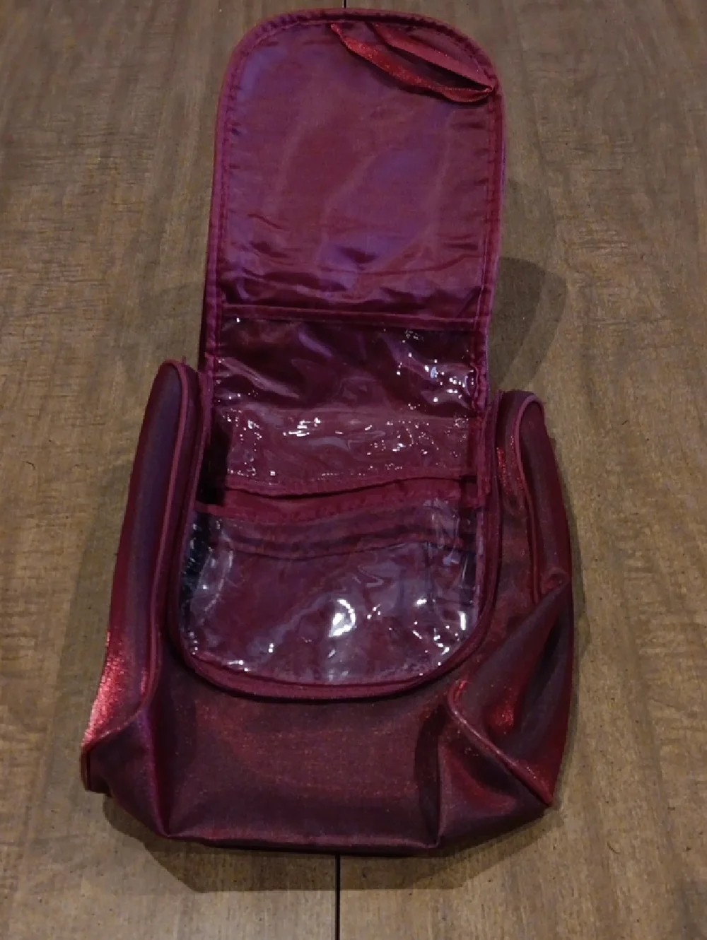 Compact Women's Cosmetic Pouch in Deep Wine